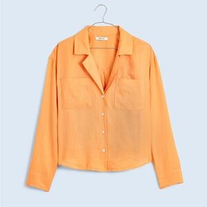 Madewell Resort - Long Sleeve Orange Button-Up Women's Top